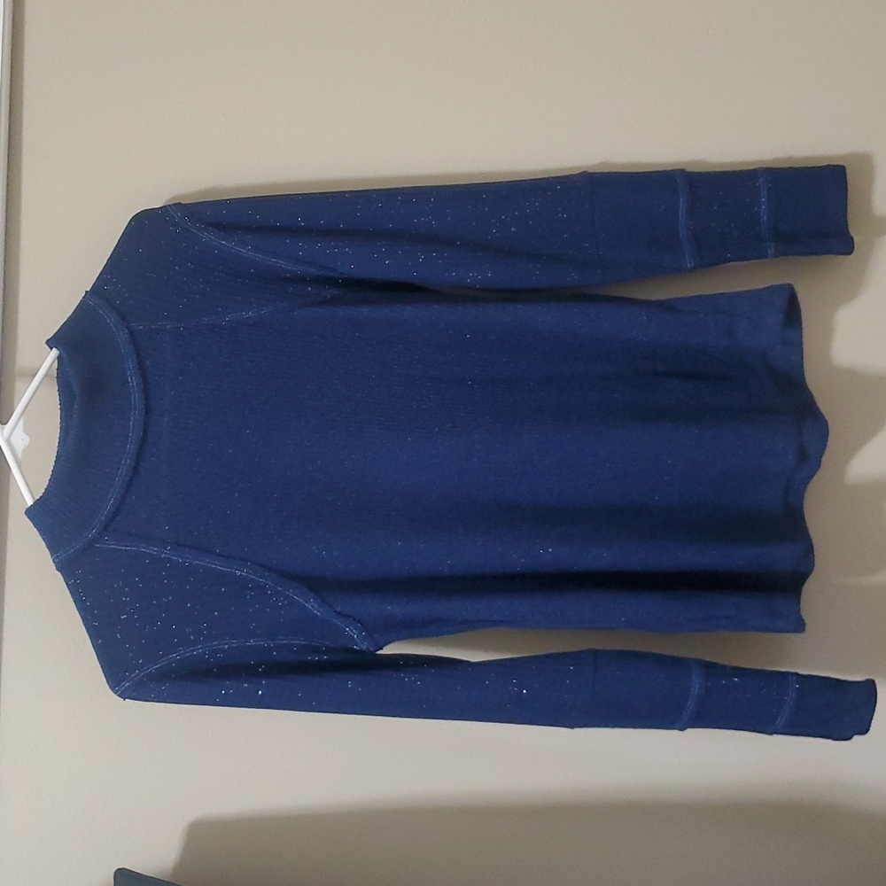 Maurices Blue Mock Neck Long Sleeve Shimmer Tee size Medium
